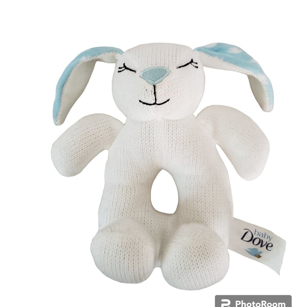 Dove Soap Rattle Bunny Rabbit Baby Stuffed Animal Plush Toy Crinkle Ears HTF